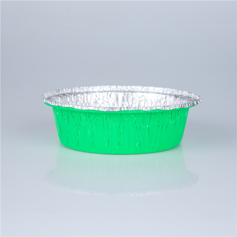 High-end colorful fast food microwave safe household aluminum foil bowl round 555ml kitchen use aluminum foil container