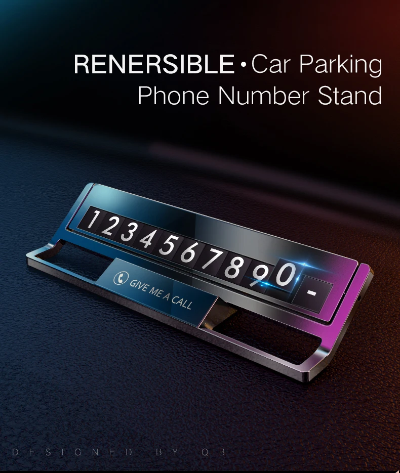 Metal alloy Car Interior Accessories Car Temporary Parking Phone Number Card Plate luminous number can hide