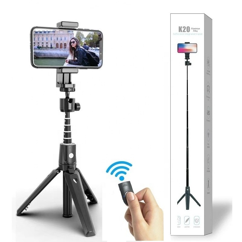 Ручная селфи-палка K20, Трипод с Bluetooth 3 в 1 с беспроводным пультом дистанционного управления для камеры мобильного телефона