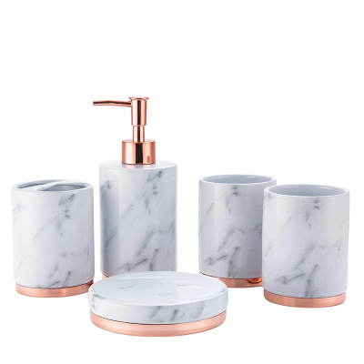 Ceramic Bathroom Five-piece Set of Department Store Bath Ornaments Nordic Life Household Bathroom Supplies Mouthwash Cup Wash