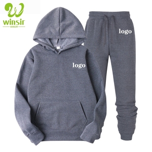 Wholesale Cheap French Terry Fleece 2 piece bodybuilding Sports activewear hoodie and Jogging pants sweatshirt tracksuit for men