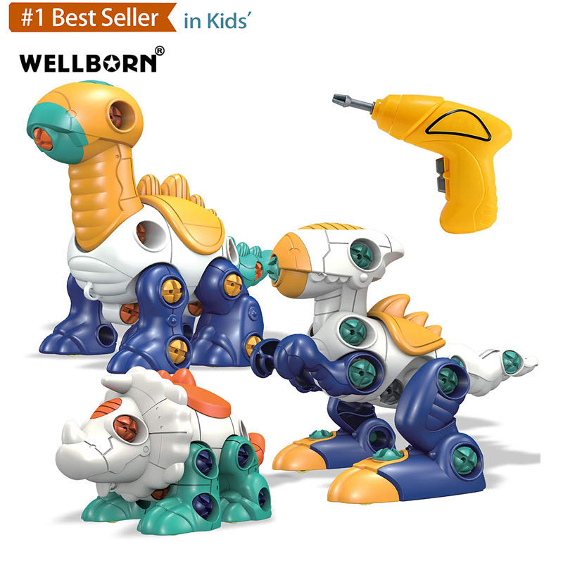 STEM Learning Set Construction Building Take Apart Dinosaur Toy Set Include T-rex Brachiosauru And Monocloniu