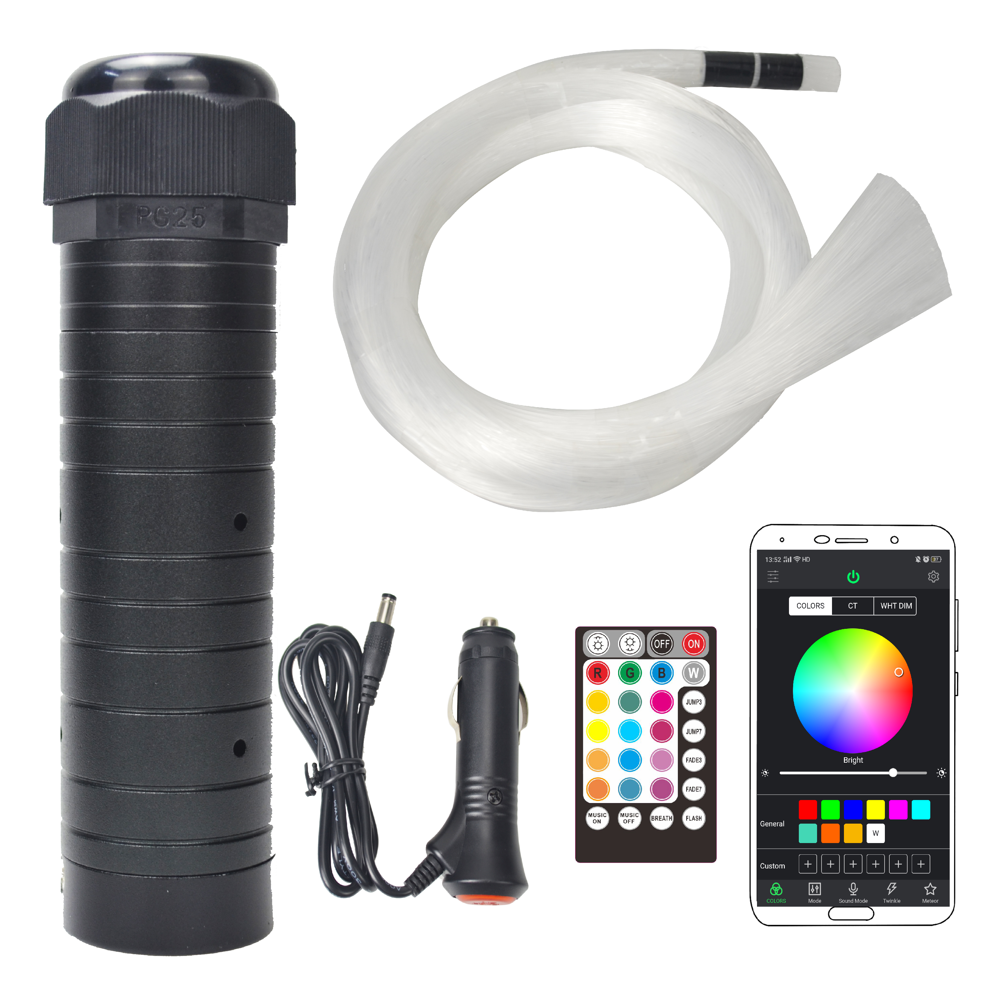 Миниатюрный волоконно-оптический световой двигатель RGBW 6 вт с управлением RF/APP/музыкой