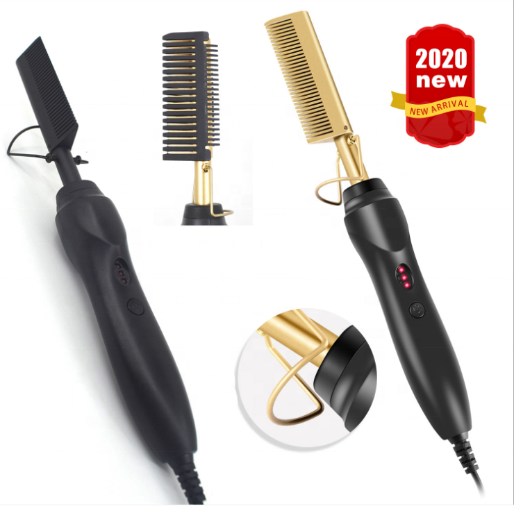Хит продаж, популярная футболка гребень 2020 Электрический горячая расческа для волос выпрямитель метка частного назначения