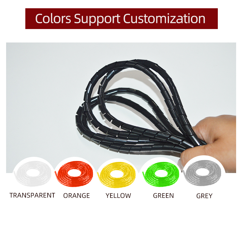 Custom Color Plastic Spiral Protective Sleeve for Electric Cable Wire wholesale transparent black cable wire plastic spiral