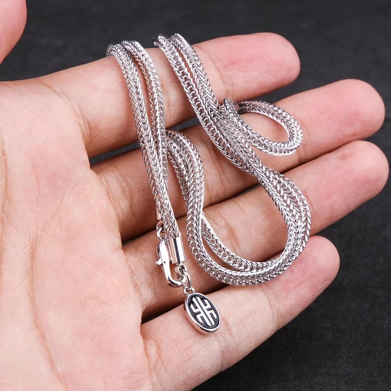 Collana In Franco Di Grano Foxtail In Oro Giallo 14K 3mm Per Uomo E