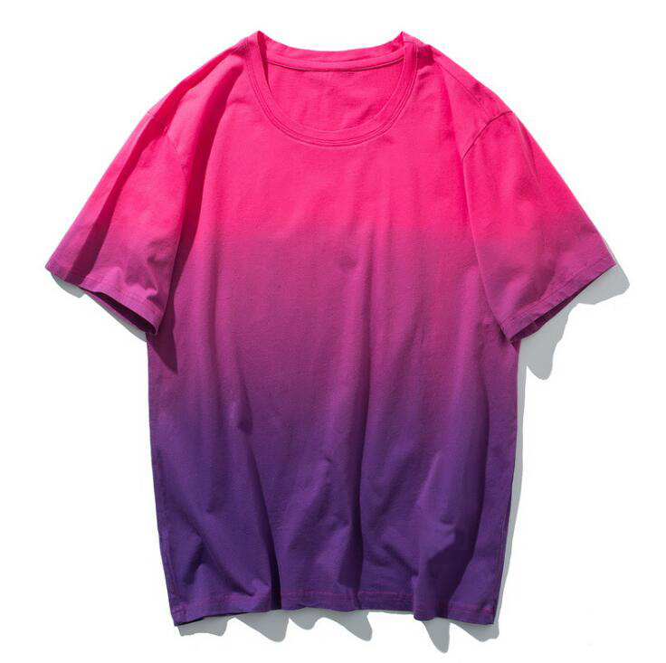2016 Summer Men/'s Dip Dye Purple Pink Short Sleeve Crew Neck T-Shirt S M L XL