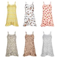 Leopard print women's summer fashion suspender dress