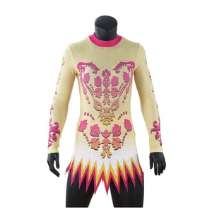 latest cool style long sleeve Girls Custom Slim Dance Dress Rhinestone rhythmic gymnastics Leotards