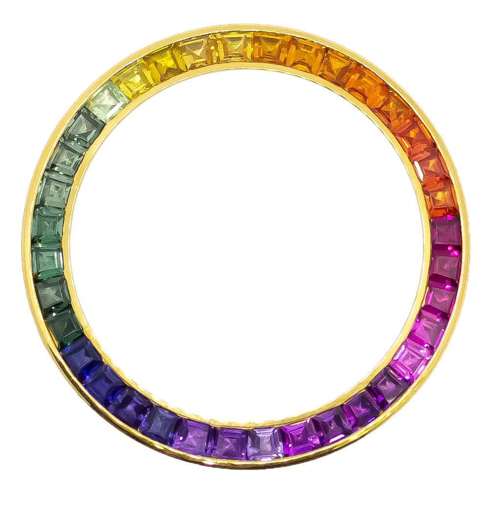 Индивидуальные детали часов, вставки радужной рамки из нержавеющей стали с радужным камнем для DateJust