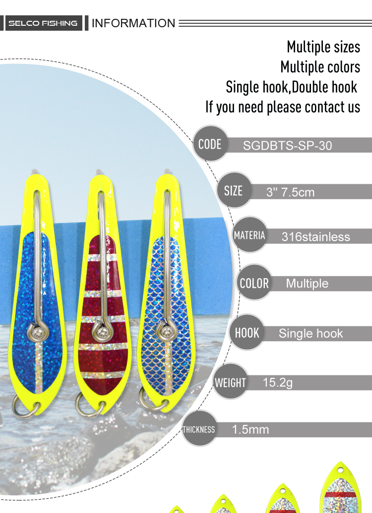 海釣りビッグスプーンステンレス鋼鍛造交換可能フックドローンスプーン