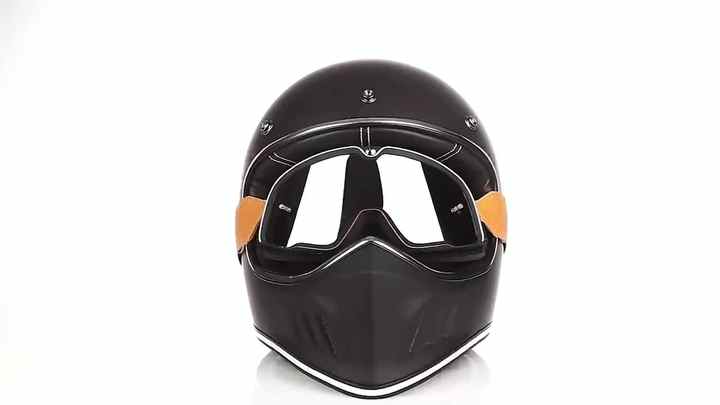 2022 New Design Factory Bulk Four Seasons Motorcycle Retro Full Face Helmet  With Visor
