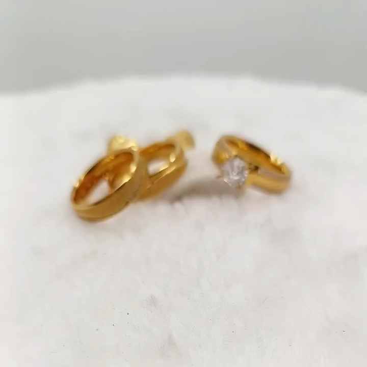 24k Gold Plated Wedding Bands For Women Couples Jewelry Set Odm