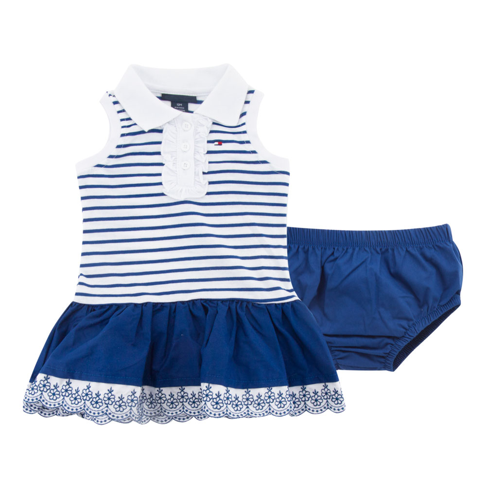 Платье для малышей праздничное Хлопковое платье в синюю полоску для маленьких девочек