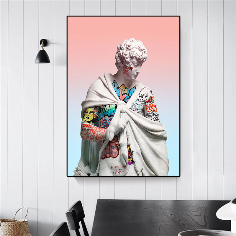 Graffiti sculpture portrait wall art European modern home decoration painting oil canvas painting poster frameless painting