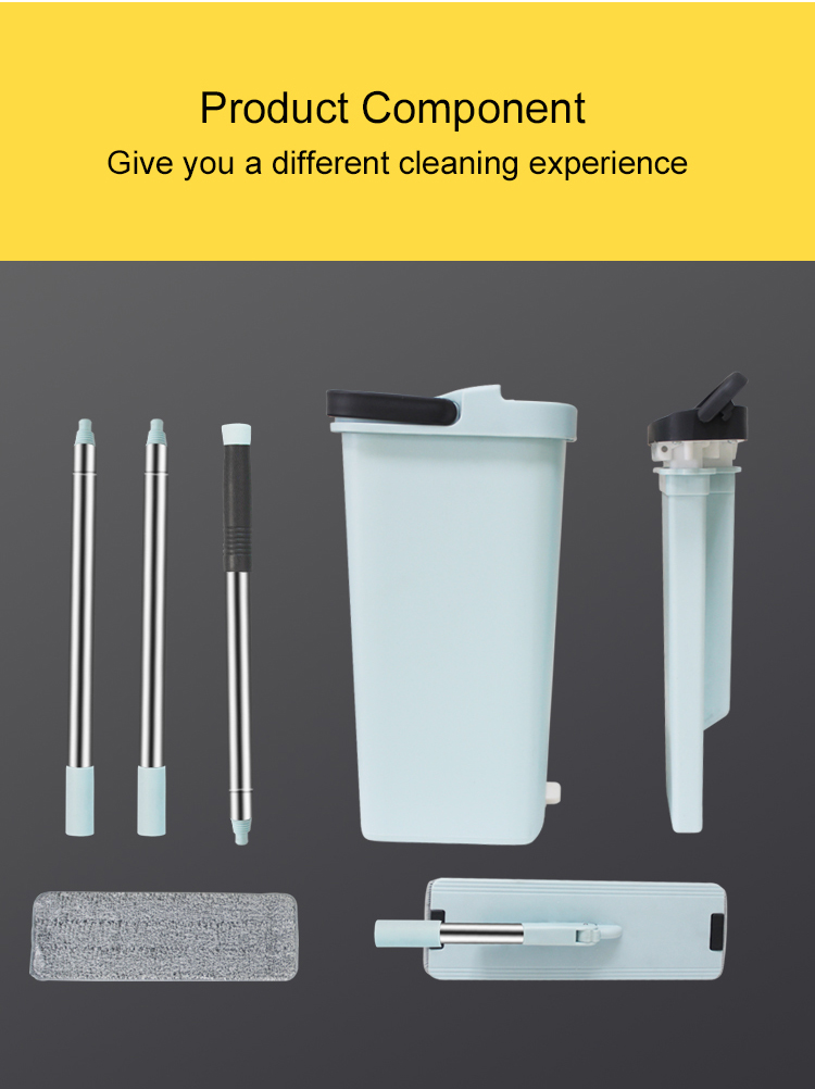 Squeeze Flat Floor Mop and Bucket Set with  Easy Self-Wringing Cleaning Mop Bucket Wet and Dry Use