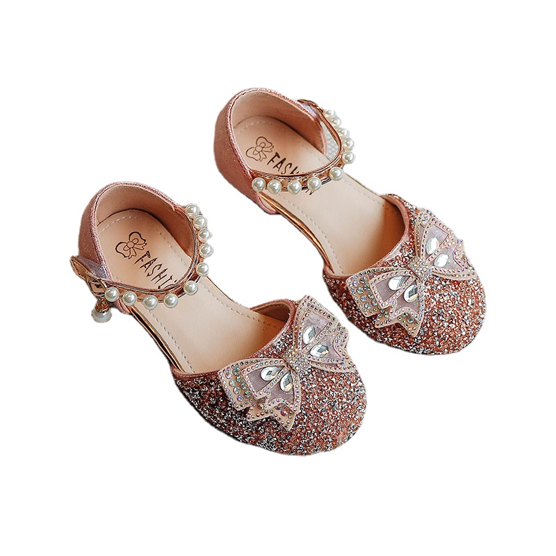Новинка весна-осень 2021, детские туфли принцессы для девочек, танцевальные туфли для девочек со стразами и бантом