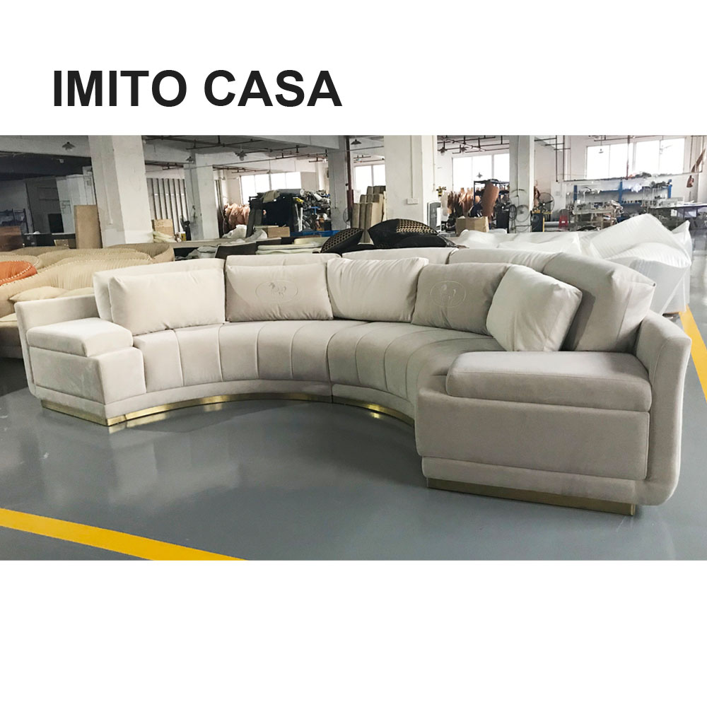 Luxury Italian Furniture Beige Sofa Couch 7 Seater Half Round Luxury Italian Furniture Beige Sofa