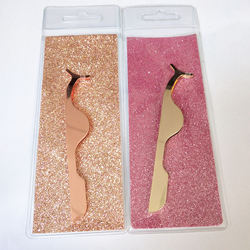 2020 private label custom logo false eyelash extension applicators,stainless steel rose gold eyelash tweezers