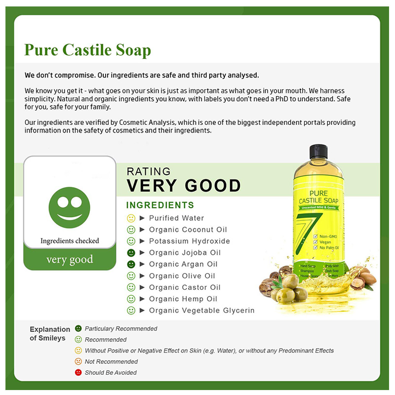 Pure Natural Organic Unscented Mild & Gentle Castile Liquid Soap