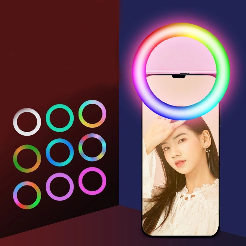 Amazon Hot Selling RG-01 LED Selfie Ring Light Rechargeable Camera Mini Selfie Light With 30 RGB ring light