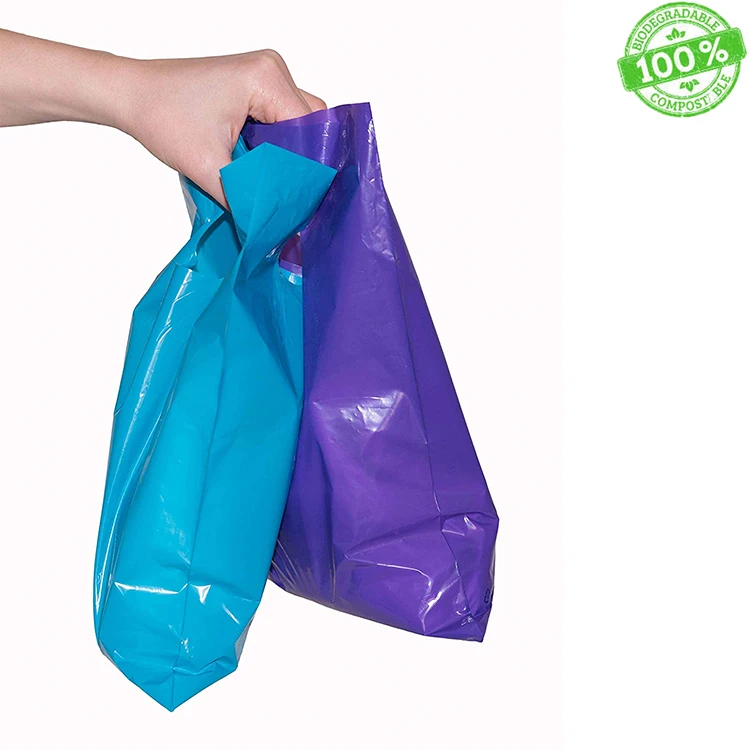 Manufacturer Cheap Custom Logo Printing PE Die Cut Patch Handle Biodegradable Shopping Plastic Bag