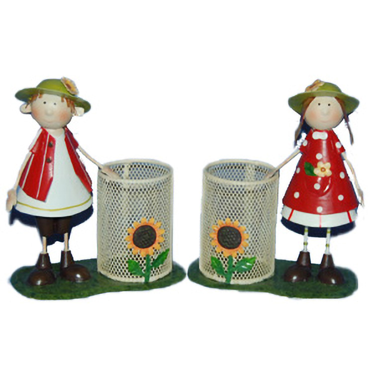 Factory Direct Sale Living Room Metal Different Size Garden Boy Girl Figurine Art Indoor Plant Pot