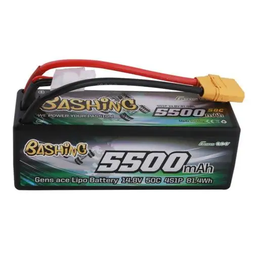 Gens ace Bashing Series 5500MAH 7.4V 2S1P 50C Car LIPO Battery Pack HARDCASE 24 # con T-Plug 
