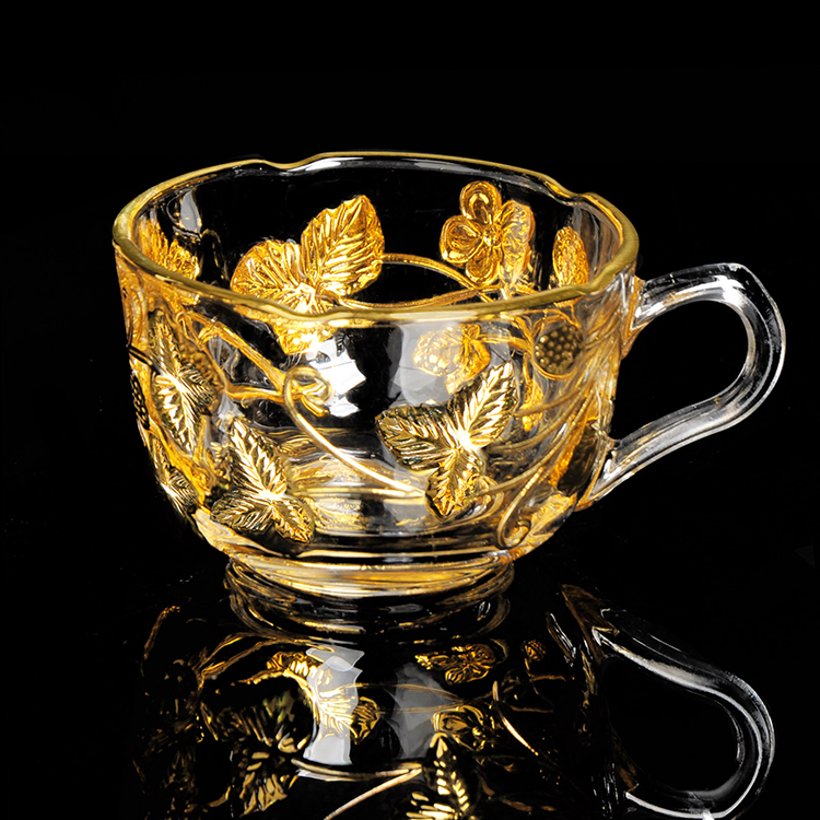 Арабская кофейная чашка, Турецкая чайная чашка, роскошная стеклянная чашка с золотой краской и блюдце
