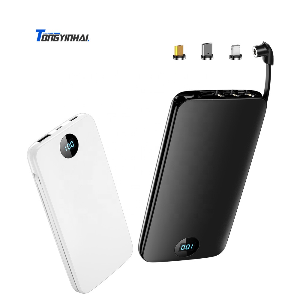 Tongyinhai with micro type C for lightning 3 in 1 magnetic usb cable 10000mah portable mobile phone charger power banks