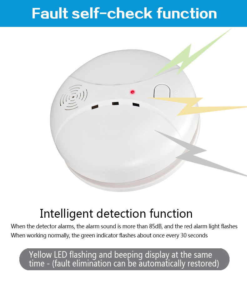 PGST Wireless 9V Battery Operated Smoke Detector Fire Alarm Sensor 1527 433Mhz for Home Security