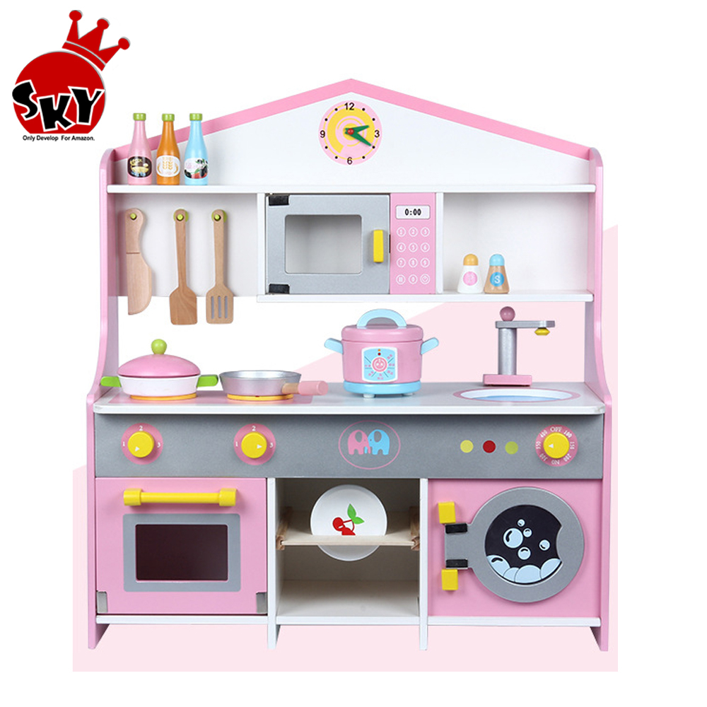 large wooden toy kitchen