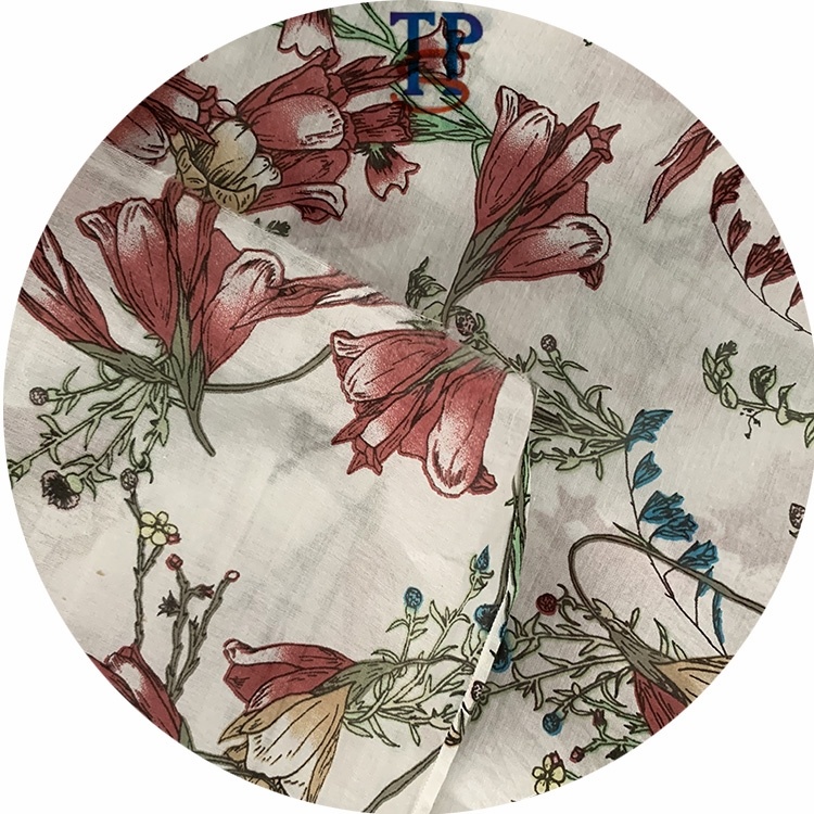 TPS 9 мм шелковая хлопчатобумажная смешанная ткань с цветочным принтом для платьев