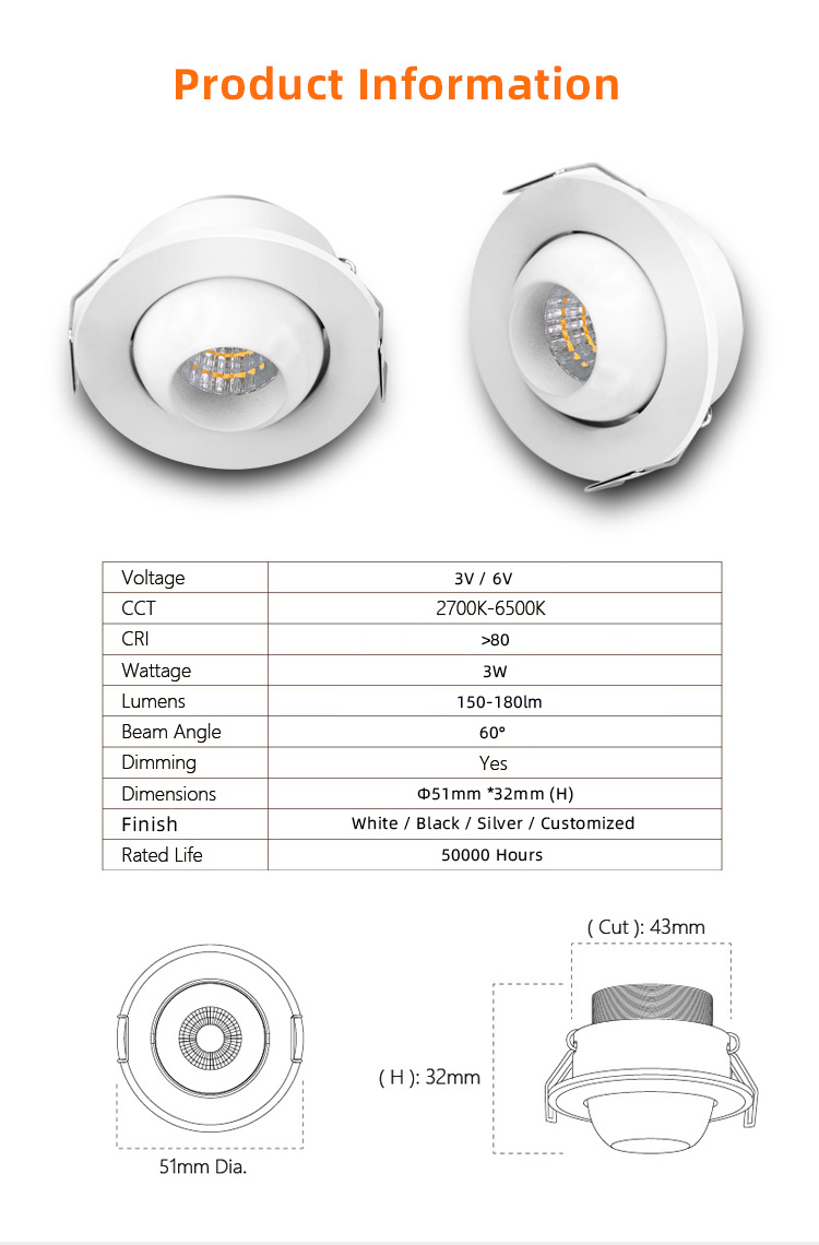 Dimmable Coolwhite Professional Led Spotlights Hotel Surface Mount Spotlights