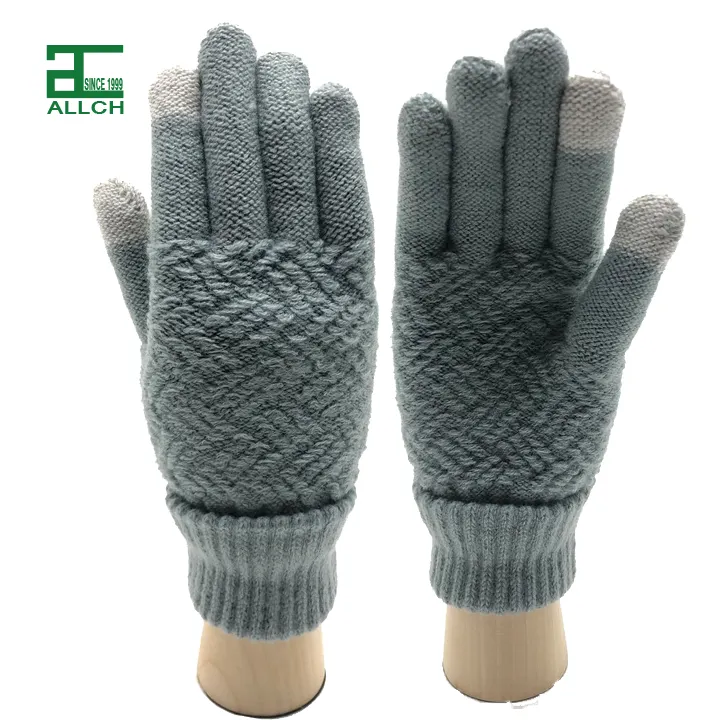 ALLCH fashion full finger hand warmers mitten touch screen racing pashmina acrylic jacquard winter women knit glove