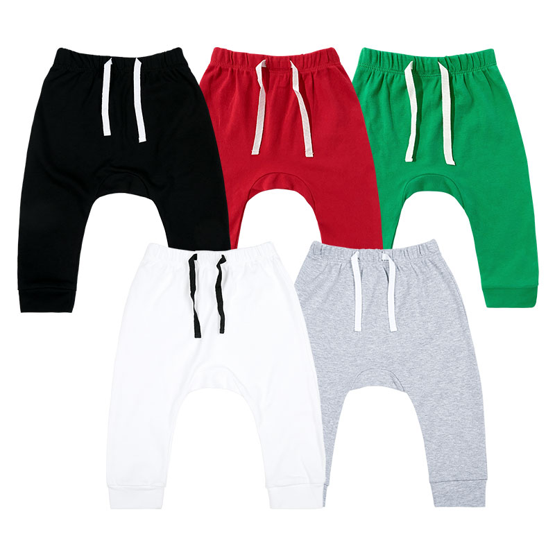 В наличии, оптовая продажа, детские штаны на заказ, эластичная однотонная детская одежда для мальчиков, Хлопковые Штаны для бега для новорожденных