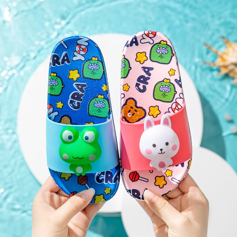 Детские тапочки с трехмерными животными Нескользящие симпатичные Тапочки с героями мультфильмов