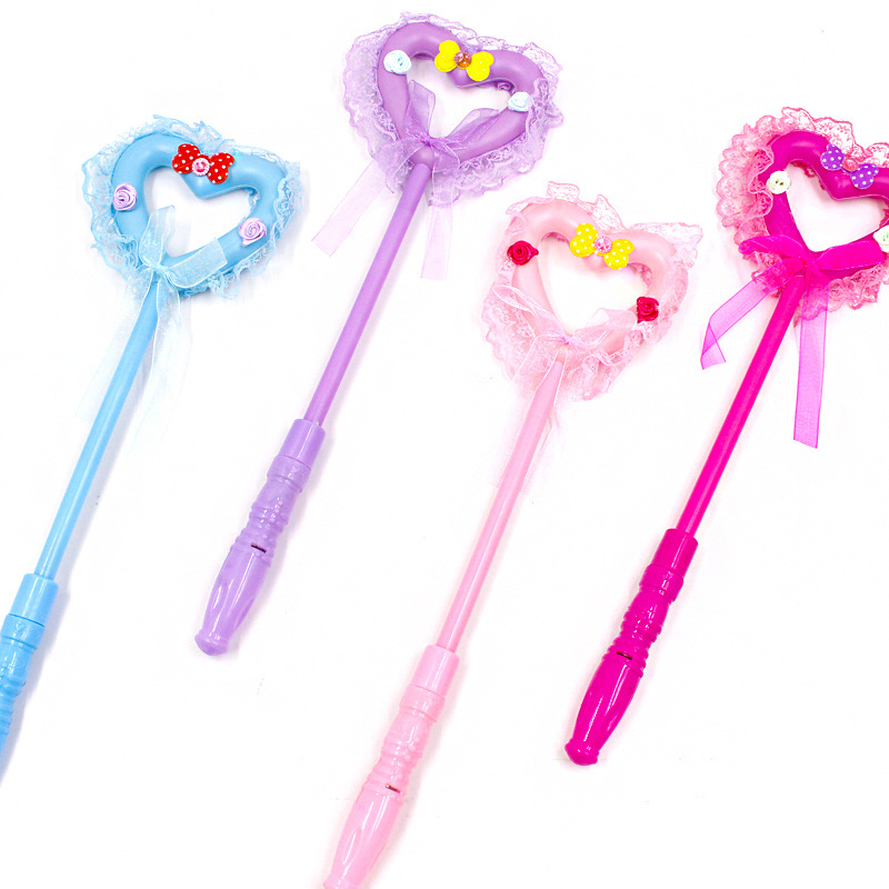 Оптовая продажа, светодиодные игрушки в форме сердца, волшебные палочки для принцессы, Цветные мигающие палочки