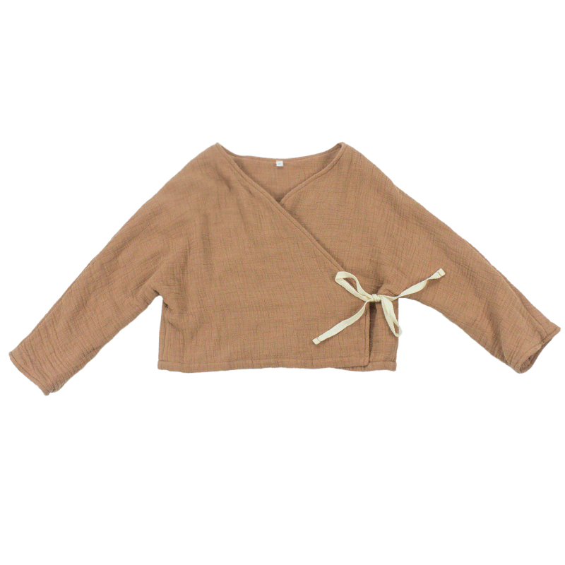 Детская одежда с длинным рукавом, однотонная муслиновая ткань, дизайнерский бутик, Стильные топы для малышей