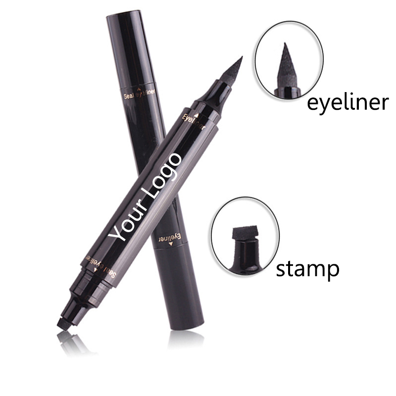 Водостойкая Черная Подводка для глаз с крыльями 2 в 1 с логотипом на заказ