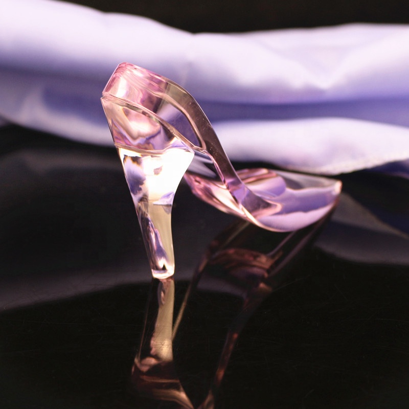 家庭婚礼装饰豪华水晶项目水晶材料女士高跟鞋定制粉红色k9 水晶玻璃