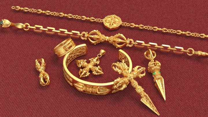 Ancient Classic Gilded Flower Butterfly Red Baby Carved Pendant