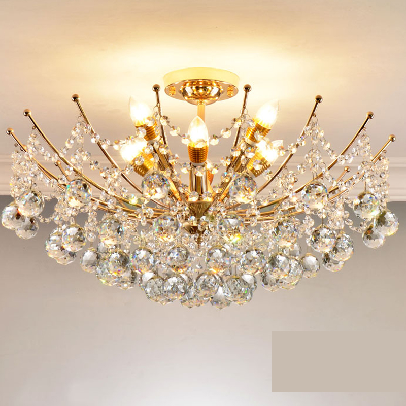 Позолоченная потолочная лампа Мария Тереза с прозрачным кристаллом, позолоченная потолочная лампа Мария Тереза с прозрачным покрытием