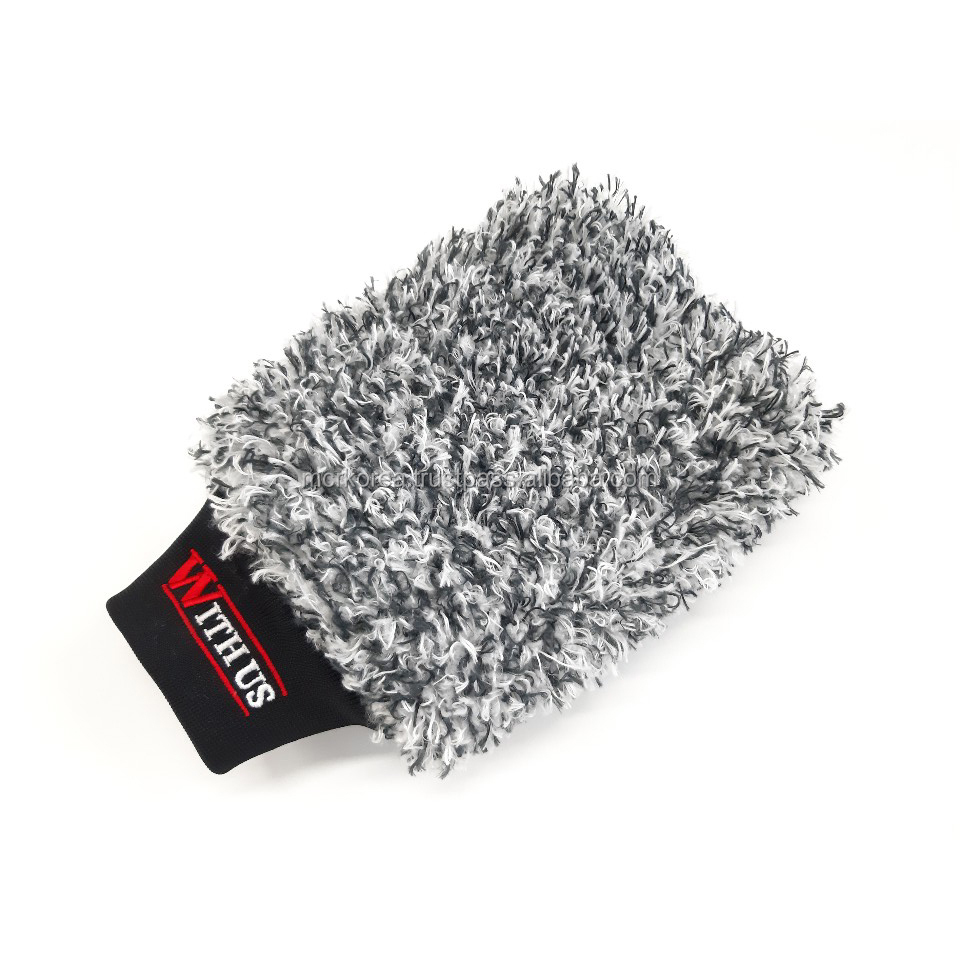 Роскошная Корейская митенка из микрофибры для мытья автомобиля, длинный ворс 1500 г/м2, синяя, без царапин, 20 мм, перчатка с высоким ворсом, очищающая микрофибра