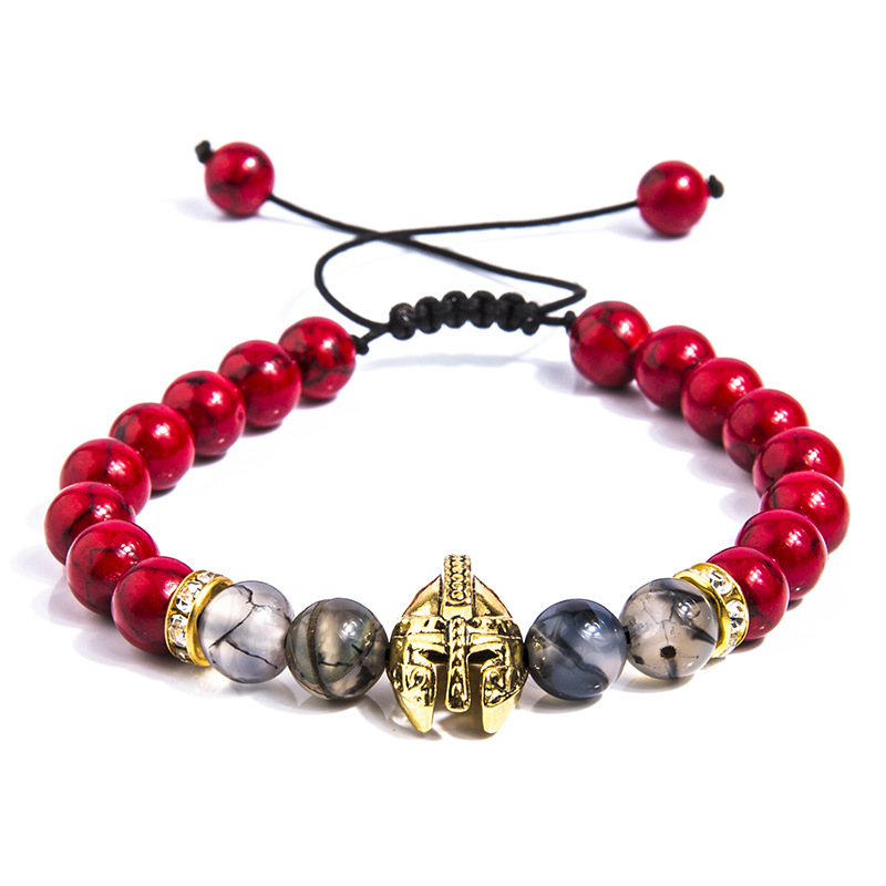 Clear Zircon Gemstone Pave Knight Helmet Mask Bracelet Connector Charm Beads