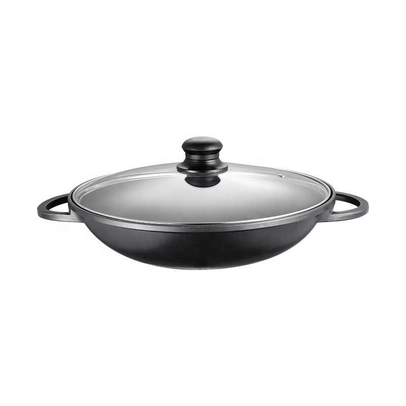Заводская цена, испанская морская еда, высокое качество, прессование, литье под давлением, антипригарная алюминиевая кастрюля для вок с крышкой
