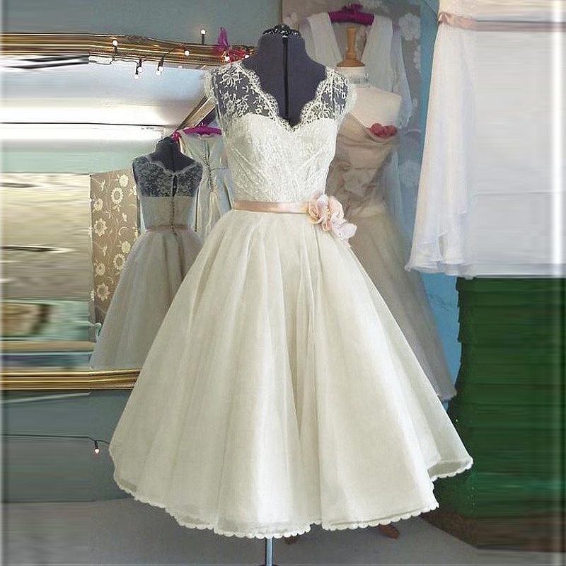 plus size tea length bridal gowns