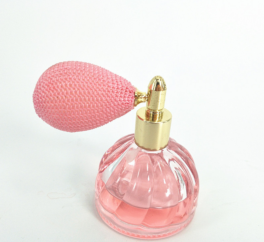 100ml gas bag with pink air ball spray ball shape glass perfume bottle