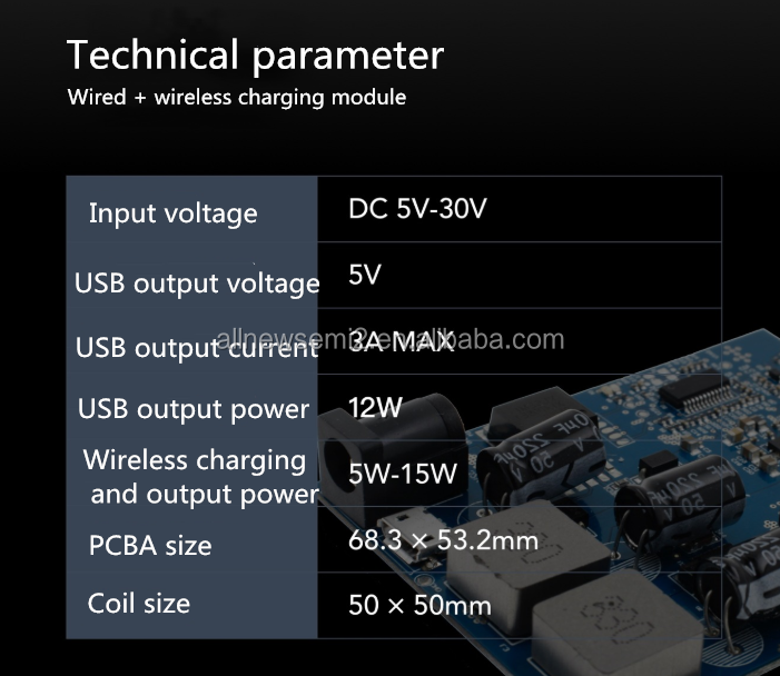 Apple mobile wireless charging module Xiaomi mobile phone 5v3a2 Port USB wireless charging module