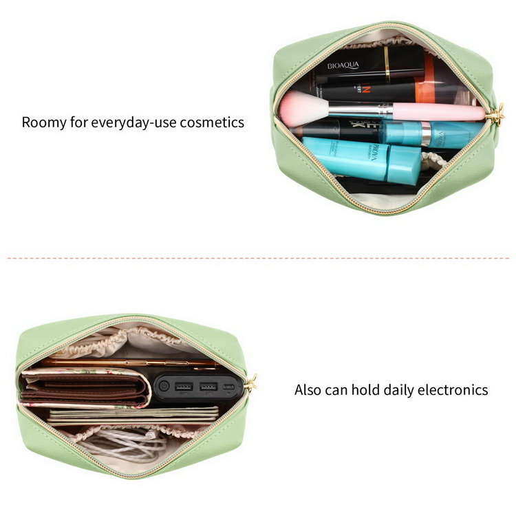 Piccola borsa per il trucco portatile resistente all'acqua per la borsa da toilette da viaggio in pelle PU